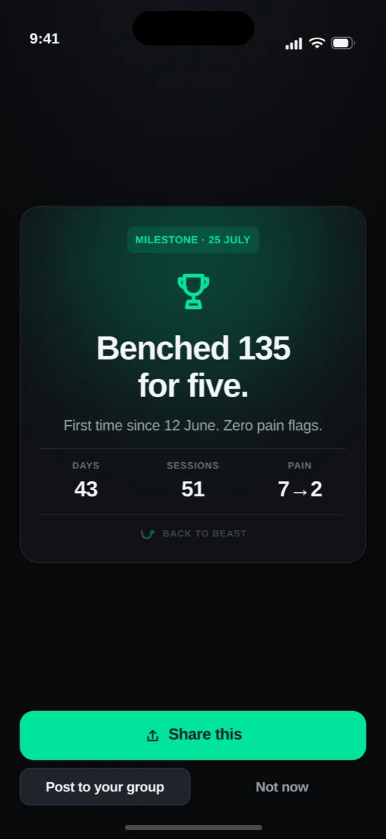 Milestone moment, screen G4